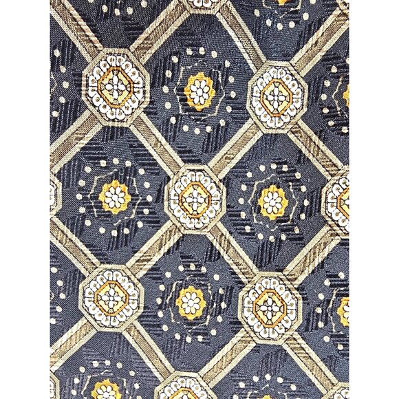 Meeting Street Handmade Silk Tie Brown & Gold Geometric Pattern - Picture 8 of 8